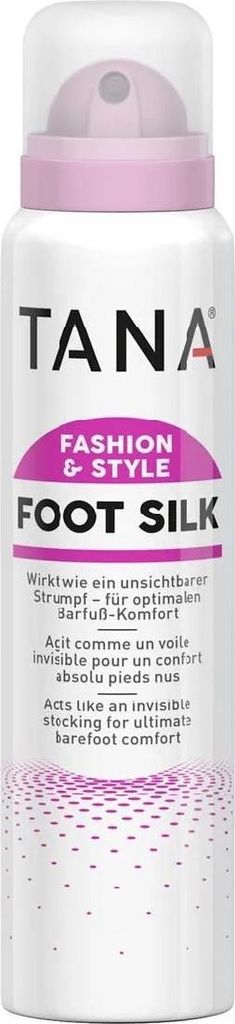 A product shot of a Tana Foot Silk spray can.