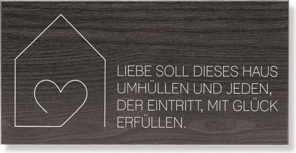 younikat Holzschild Liebe soll dieses Haus I 30x15 cm I Geschenk-Idee zum Aufhängen I edel modern I dv_1473