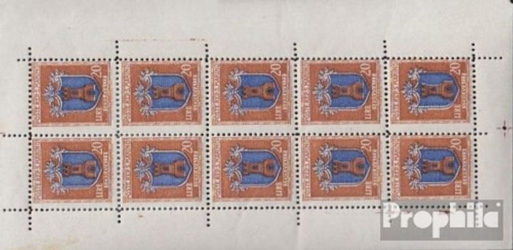 Briefmarken San Marino 1945 Mi 332Klb Kleinbogen postfrisch Freimarken - Wappen