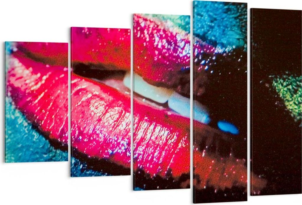Bild auf Leinwand - Leinwandbild - Lippen Gesicht Frau - 150x100cm - Wand Bild - Wanddeko - Leinwanddruck - Bilder - Kunstdruck - Wanddekoration - ...