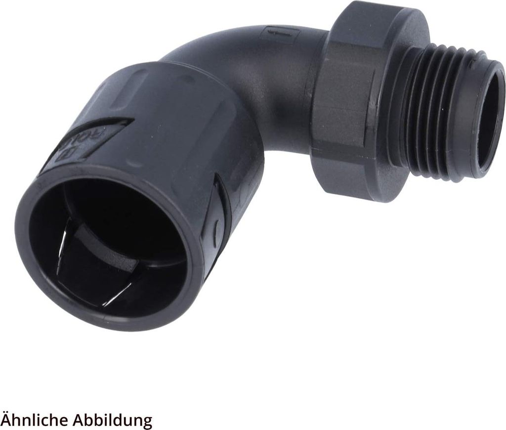 FLEXA RQLB1 90-M Schnellverschraubung 90 Grad Bogen Gewinde M20x1,5 für Schlauch-Außendurchmesser 15,8mm konisch