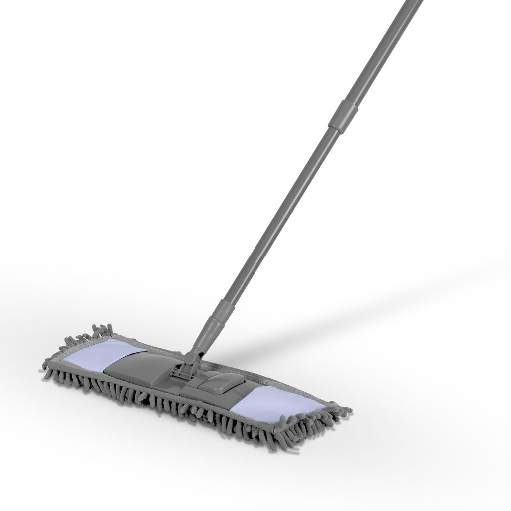 Bodenwischer-Set Anthrazit, Flachmopp mit Chenille Bezug, Produktbild 