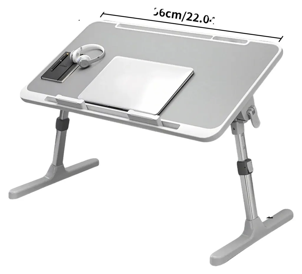 Bureau mobile ergonomique pour PC portable, pliable et ajustable, Gris