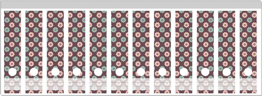 Wallario Ordnerrücken Sticker, selbstklebend für breite Ordner, 12 Stück, Motiv Muster mit grünen und rosa-farbenen Blüten