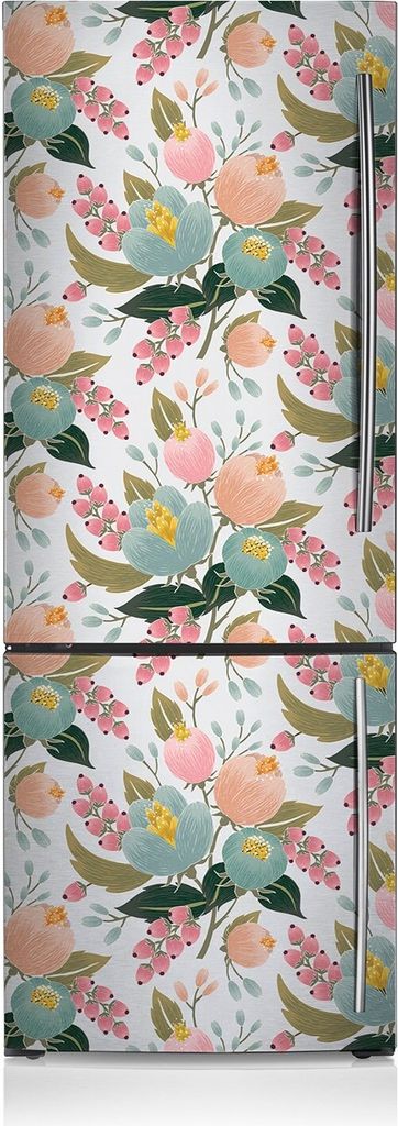 Kühlschrankfolie Aufkleber Kühlschrankmagnete Dekoration Kühlschrankfolie 60x205 cm - Lackierte Blumen