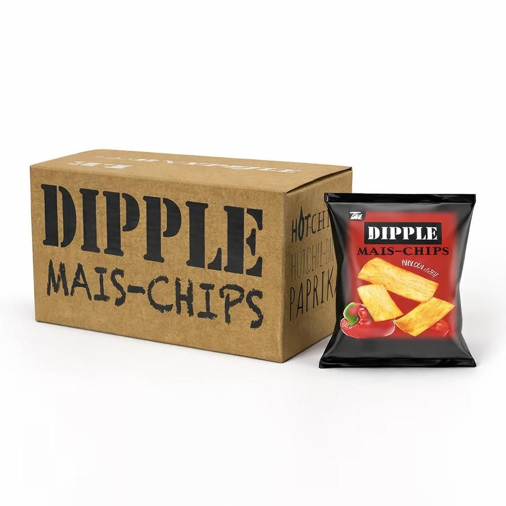 DIPPLE Mais Chips Paprika 36x Beutel Snack Box Knabberartikel Party Großpackung