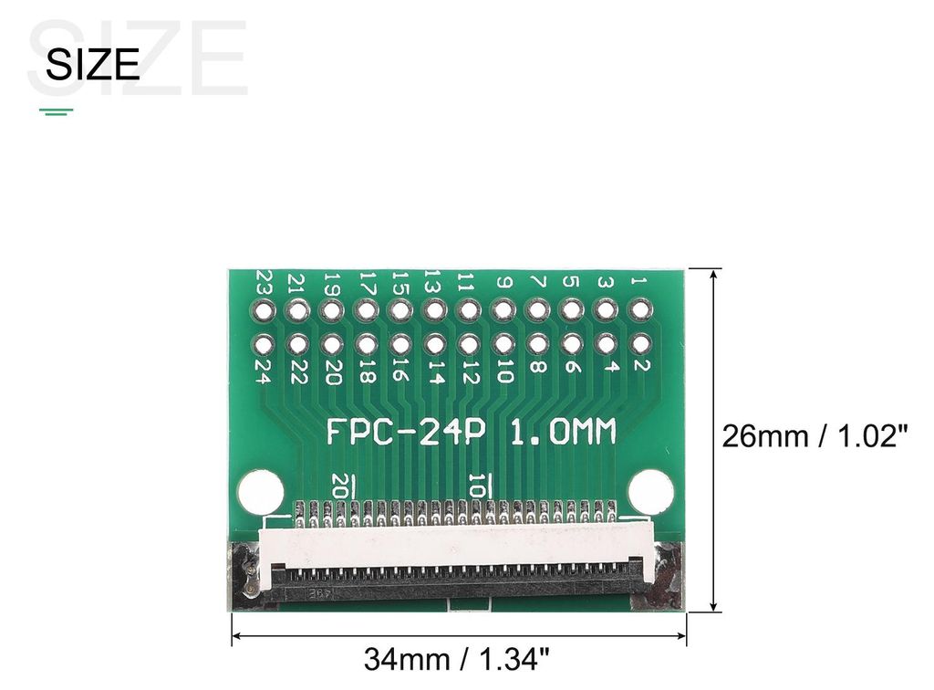 2 Stš¹ck FPC FFC Konverter Steckerplatine 24P 1.0mm auf Buchsenseite 0.5mm Rš¹ckseit auf DIP 2.54 mm fš¹r LCD 3D Drucker DVD TV Laptop Audio