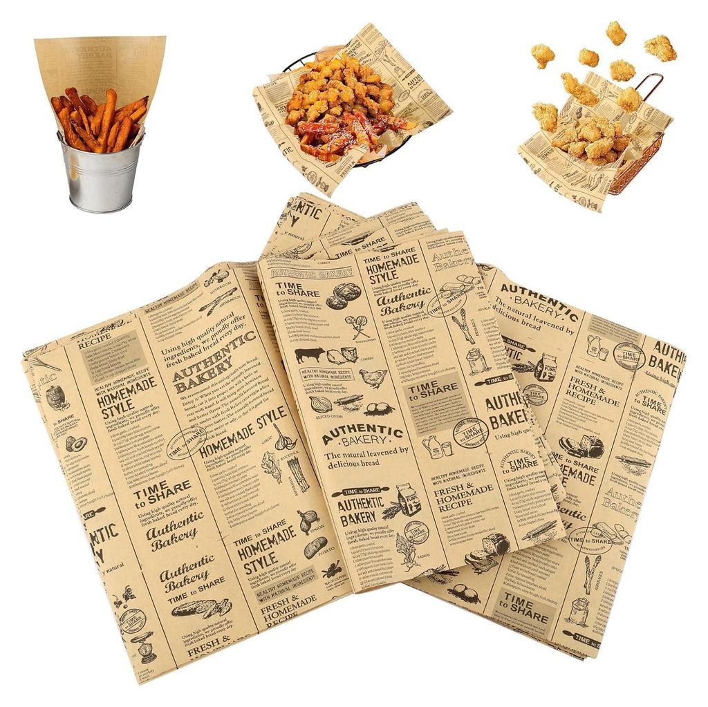 100 Blätter Backpapier Zeitungsoptik, Backpapier Zuschnitte Produktbild 