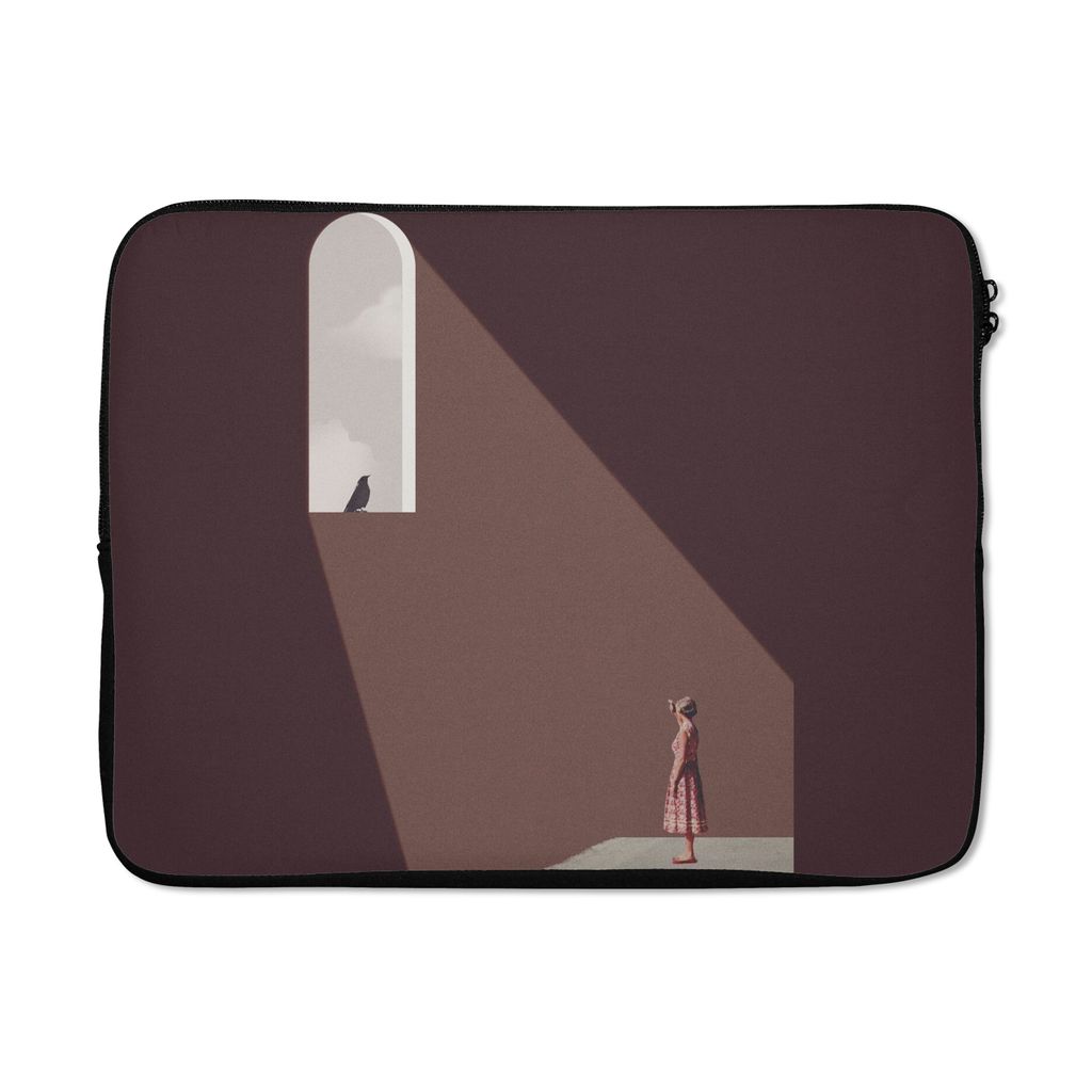 MuchoWow Laptop Hülle 17 Zoll Laptoptasche Vintage - Vogel - Abstrakt - Mädchen - Zipper - Schutzabdeckung