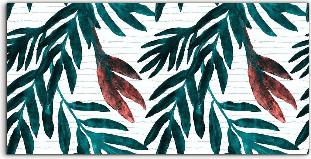 Coloray Spritzschutz aus Glas 100x50 Wandkunst Küchenrückwand Foto Bild Natur Blatt Aquarell blätter