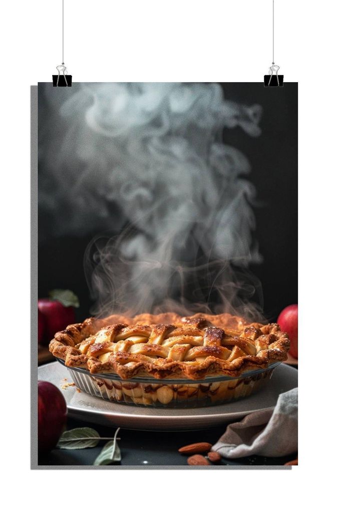Apfelkuchen Poster - Food Poster - Dessert Poster - Früchte Poster - 61x91cm - Perfekt zum Einrahmen