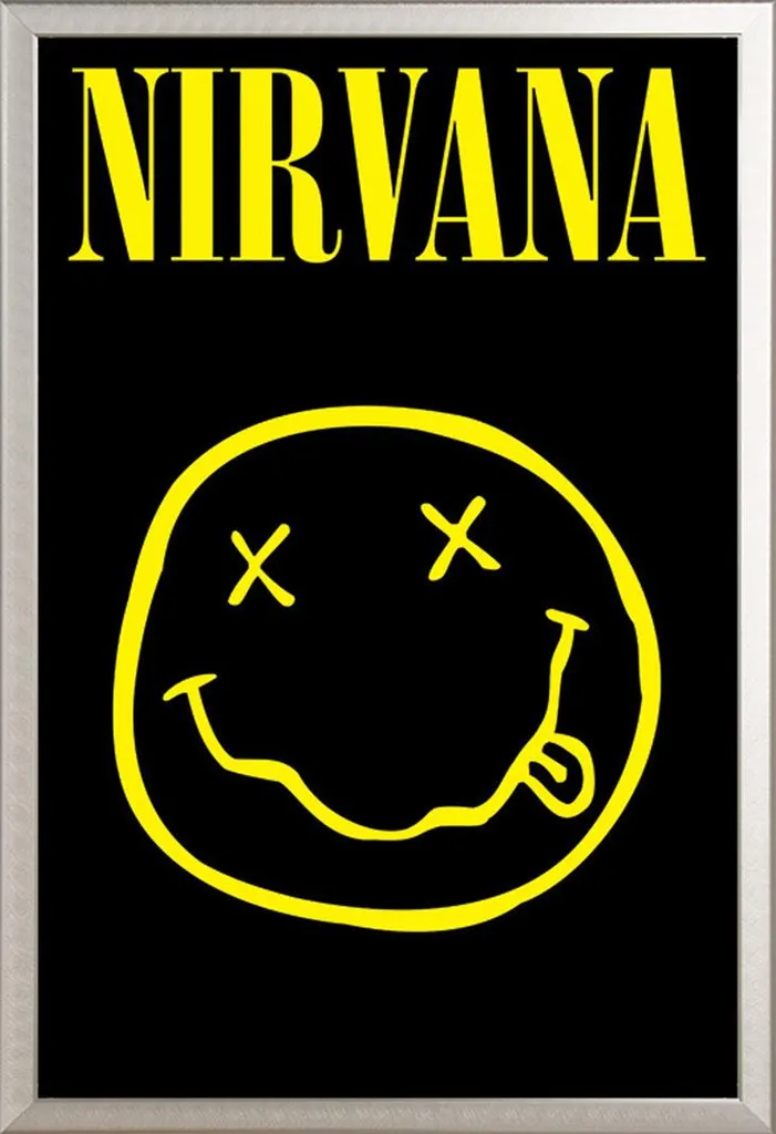 Set Nirvana Poster Smiley + Cornice Shinsuke Alluminio Argento Vetro