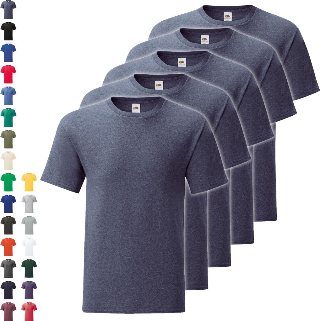 5er Pack Fruit of the Loom Iconic T, Farbe:graphit, Größe:S Produktbild 