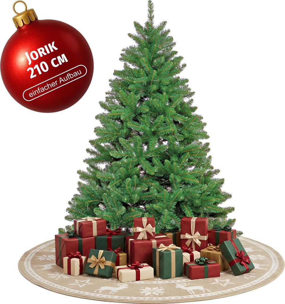 CLGarden Weihnachtsbaum künstlich 210cm Tannenbaum natürliche Zweige, PVC, Schnellaufbau Klappsystem, künstlicher Weihnachtsbaum inkl. Ständer