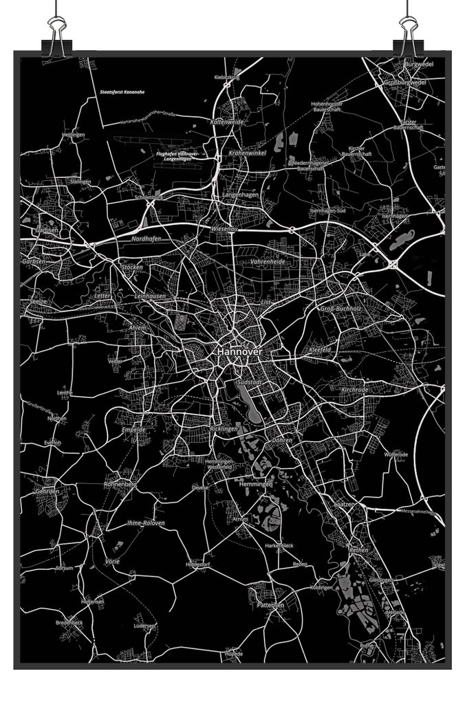 Mr. & Mrs. Panda Bild Hannover DIN A4 - Geschenk, wanddeko, Stadt Dorf Karte Landkarte Map Stadtplan, drucke, Kunstdruck, Wandbild, poster
