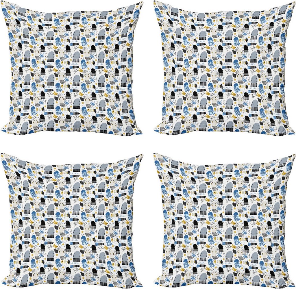 ABAKUHAUS Tier Kissenbezug Set (4 Stück), Lustiges Unterwasserleben, Moderner Doppelseitiger Digitaldruck, 60 cm x 60 cm, Mehrfarbig