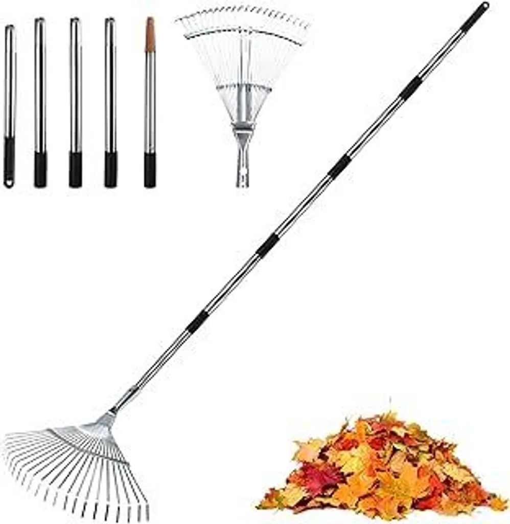 Scopa per Foglie Professionale 22 Denti - Manico Estensibile 171cm