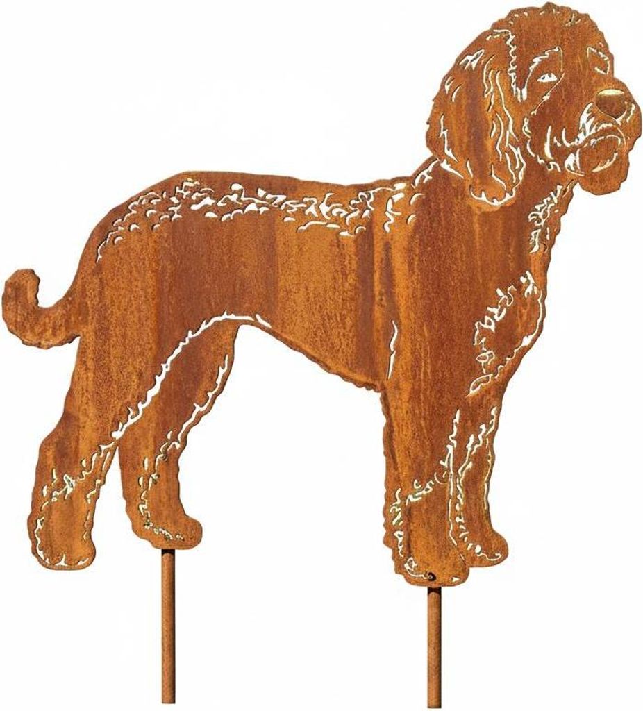Edelrost Lagotto Romagnolo - Rost Deko Hund Rostfigur Gartendeko für Draußen - stabile Metall Gartenfigur aus Stahl - Wetterfest für Beet Terras...