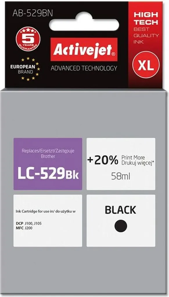 Activejet AB-529BN Supreme Nero | Compatibile Brother LC529BK 58ml XL