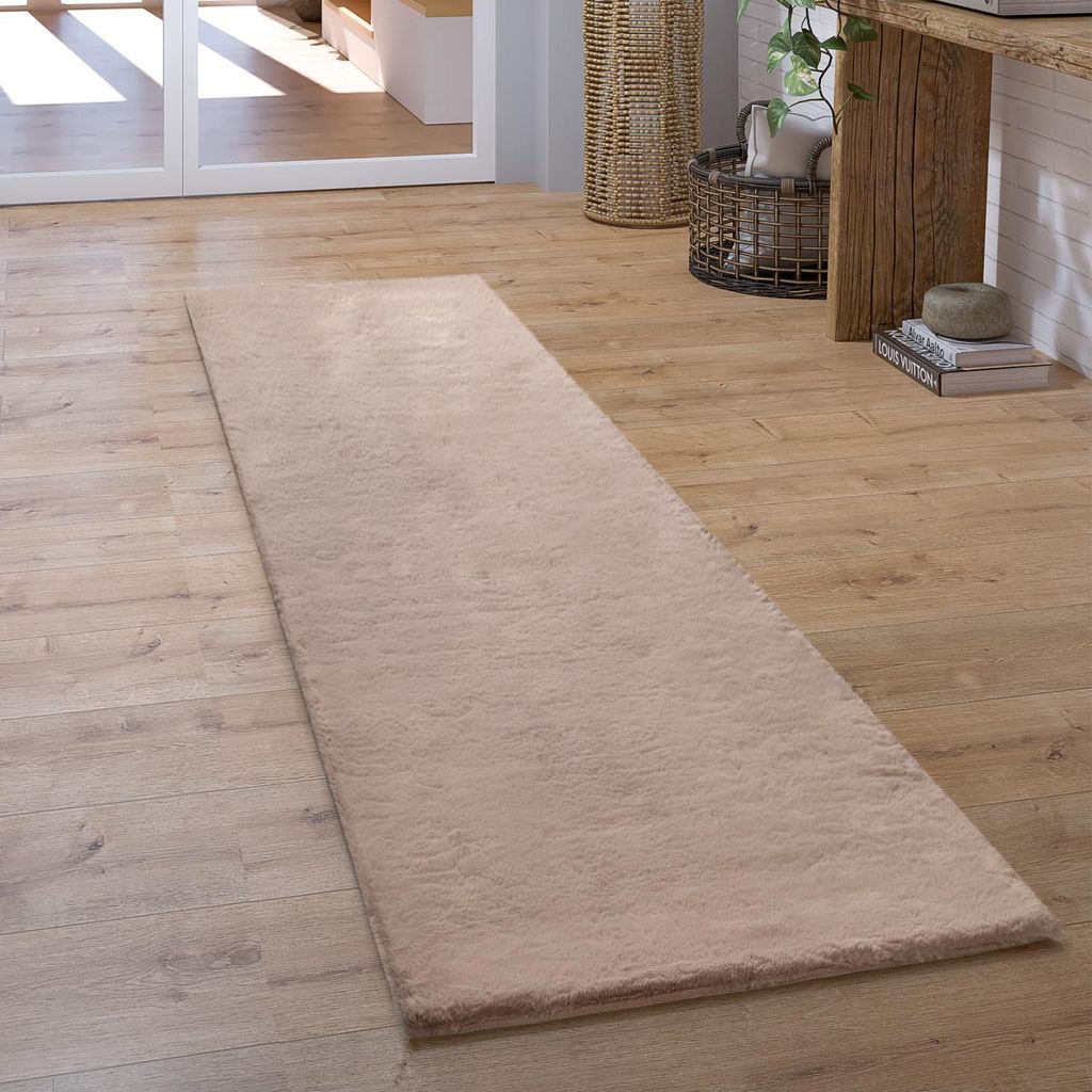 Hochflor Teppich Läufer Flur Schlafzimmer Shaggy Flauschig Produktbild 