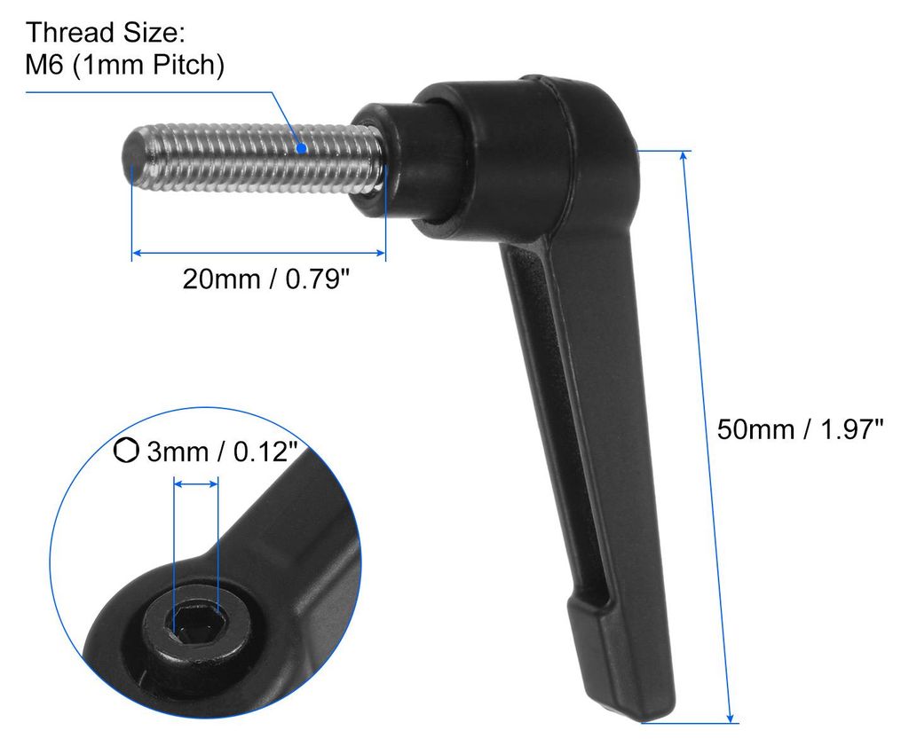 2 Stš¹ck Klemmhebel Griff M6 x 20mm Au?engewinde Schraube Edelstahl 304 mit Zinklegierung Verstellbare Handgriff Spannhebel fš¹r Werkzeugmaschi...