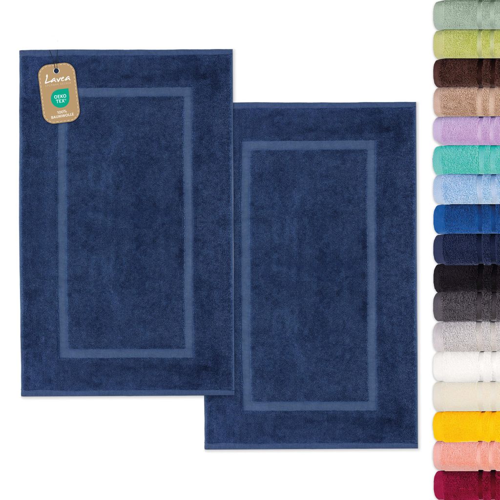 Lavea® 2er Set Badematte 50x80 cm, Badezimmerteppich 100% Produktbild 