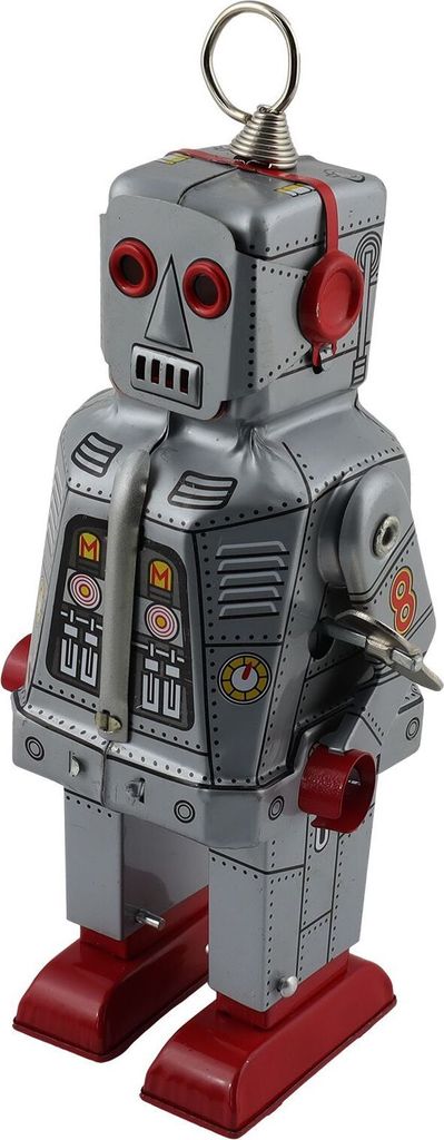 Roboter - mittelgroßer Roboter - Space Robot - grau - Blechroboter - Spielzeug aus Zinn