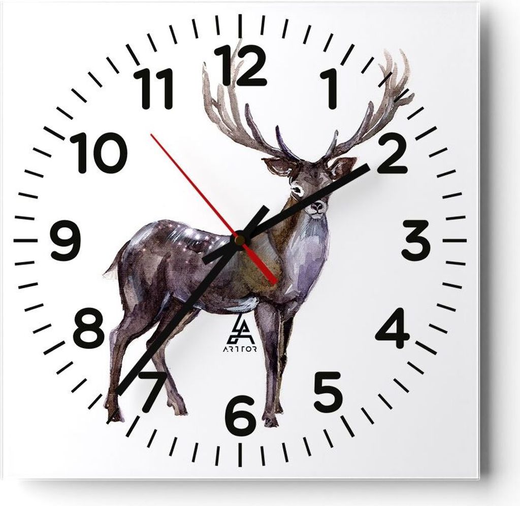 Wanduhr - Quadrat - Glasuhr - Liebes Tier Wild Wald - 40x40cm - Schleichendes Uhrwerk - Lautlos - zum Aufhängen bereit - Dekoration Modern - Wandd...