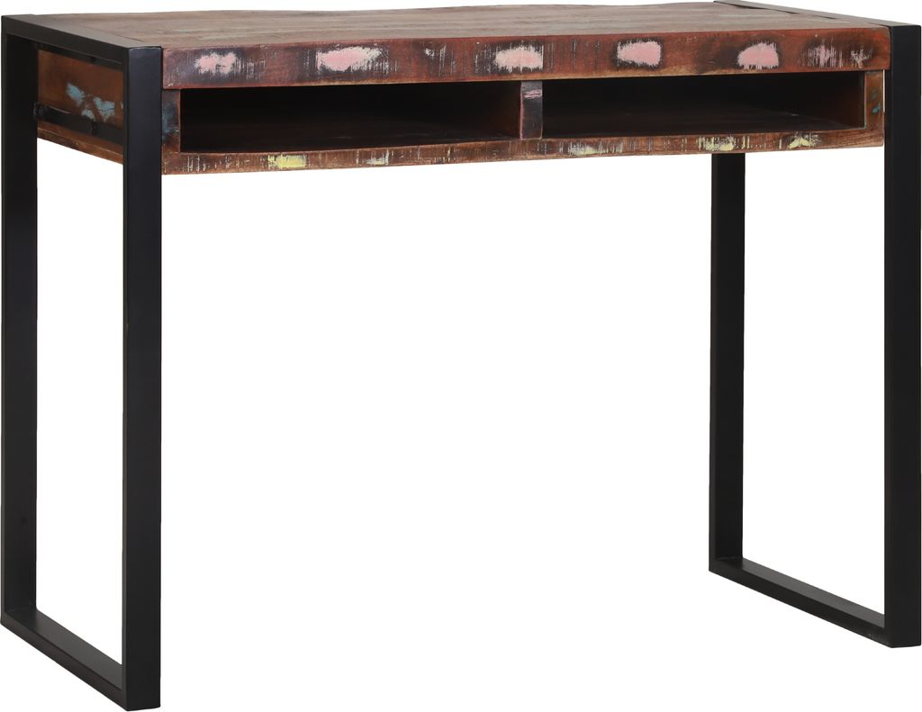 Eleganten-Stil Frisierkommode mit Spiegel Bunt 100x50x75 cm Massivholz Altholz - Schminktische DE63521