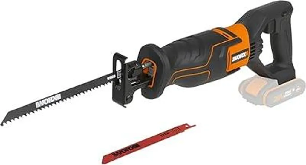 WORX WX500.9 Seghetto alternativo a batteria 20 V, potente seghetto alternativo dal design ergonomico, velocità variabile (incl. lama per legno e metallo, senza batteria e caricabatteria)