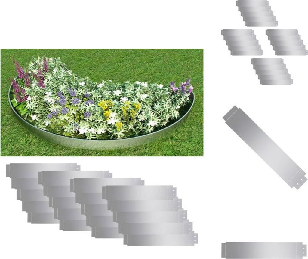 vidaXL Rasenkanten 20 Stk. Verzinkter Stahl 100 x 20 cm - Beeteinfassungen