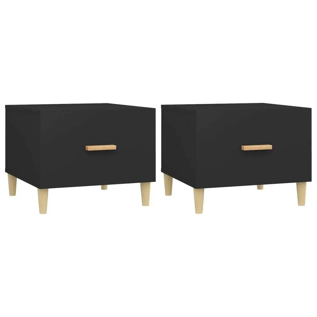 2 Tavolini da Caffè Neri 50x50x40 cm - Complementi d'Arredo Minimal