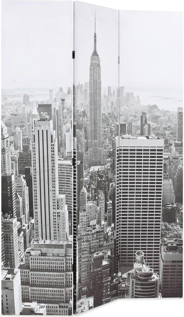 vidaXL Raumteiler klappbar 120 x 170 cm New York bei Tag Schwarz-Weiß