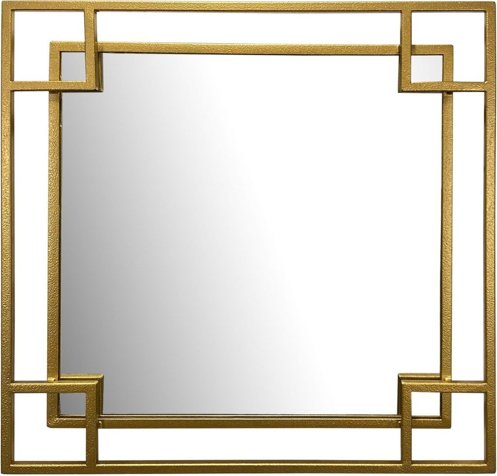 Wandspiegel 60x60 cm Metall Design Hängespiegel Gold, Eisen Dekospiegel Quadratisch mit Rahmen, Spiegel Wand Klein, Flurspiegel Garderobenspiegel ...