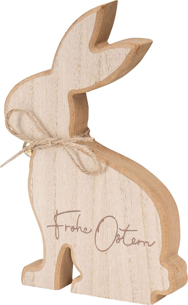 Osterhase Frohe Ostern Deko Hase H20cm MDF Holz Natur Figur Produktbild 