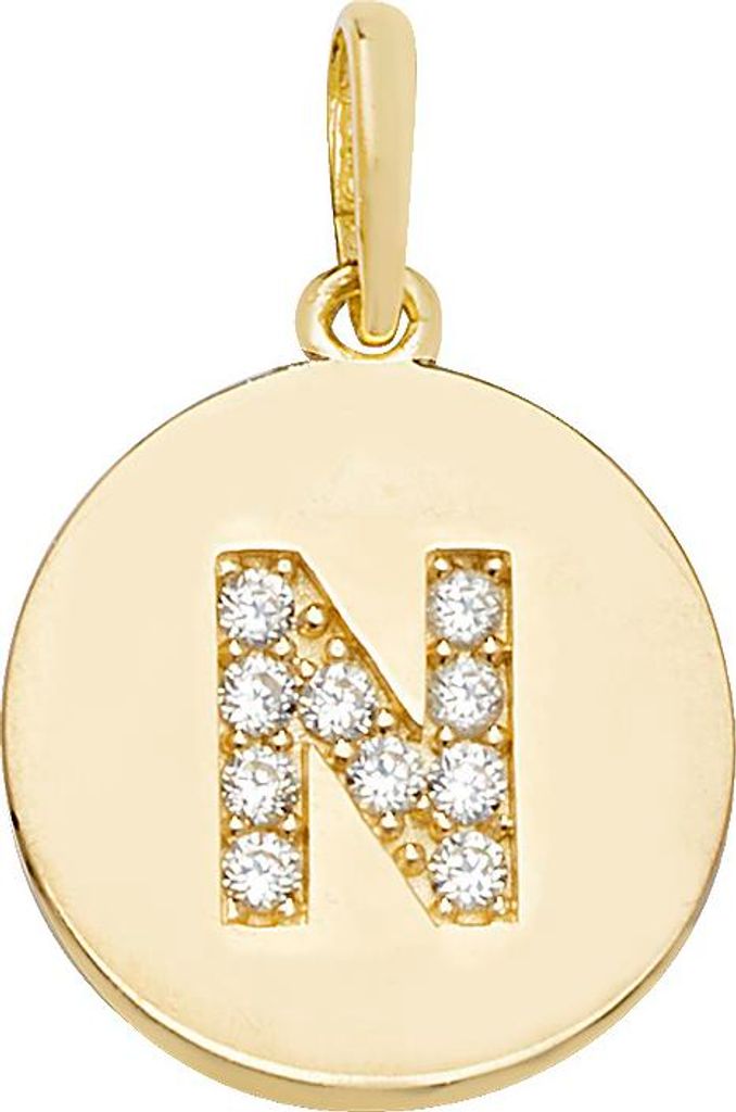Atemberaubender 9 Karat (375) Gold Buchstaben / Initiale Damen - Anhänger mit Zirkonia - 18mm*12mm; TRS35326LTN