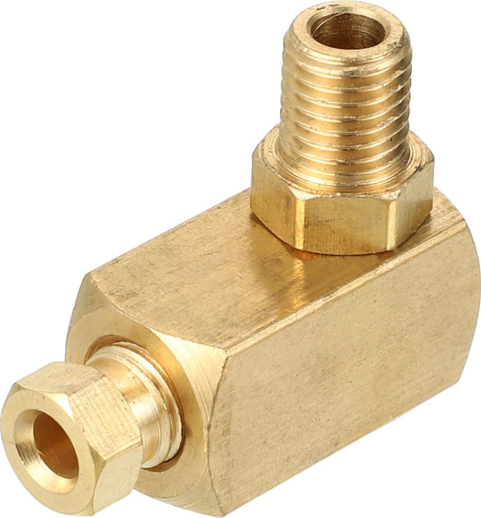 1 Stück M8x1 Universal 90 Grad Winkelverschraubung drehbarer Messingverbinder - Autoverbinder Adapter für 4mm - Messing Goldfarben