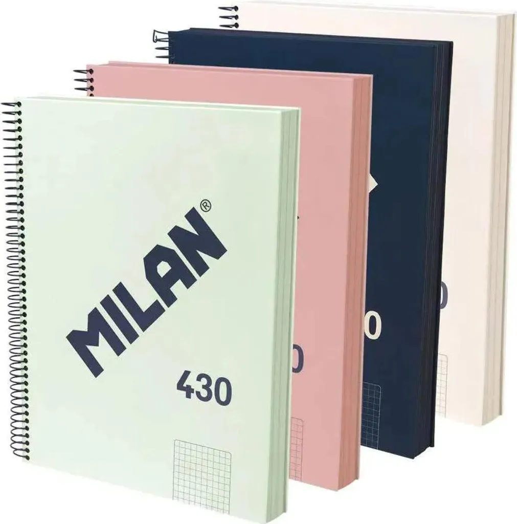 Cahier A4 Papier Épais 95g Milan sans Transparence Pack 4 Blocs 5x5 mm