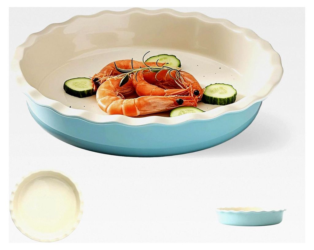 Quicheform aus Keramik, wiederverwendbare Tarteform 25,5 cm, Fassungsvermögen 1200 ml, mikrowellengeeignet, geeignet für Kuchen, Puddingkuchen un...