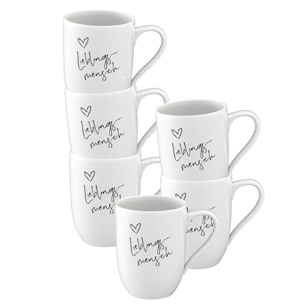 Multipack Villeroy & Boch Statement Becher mit Henkel Lieblingsmensch - 6 Stück