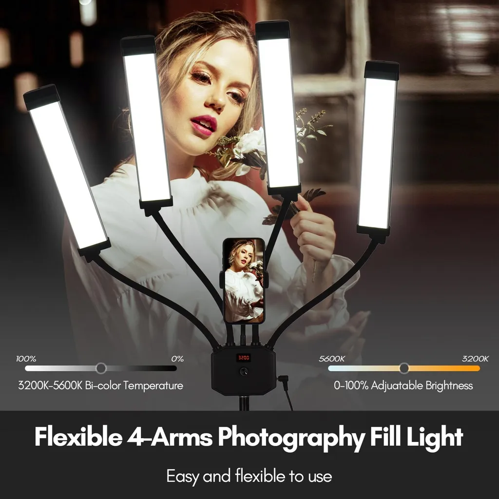 Éclairage LED pour streaming et vlogging avec support smartphone 2m - 3