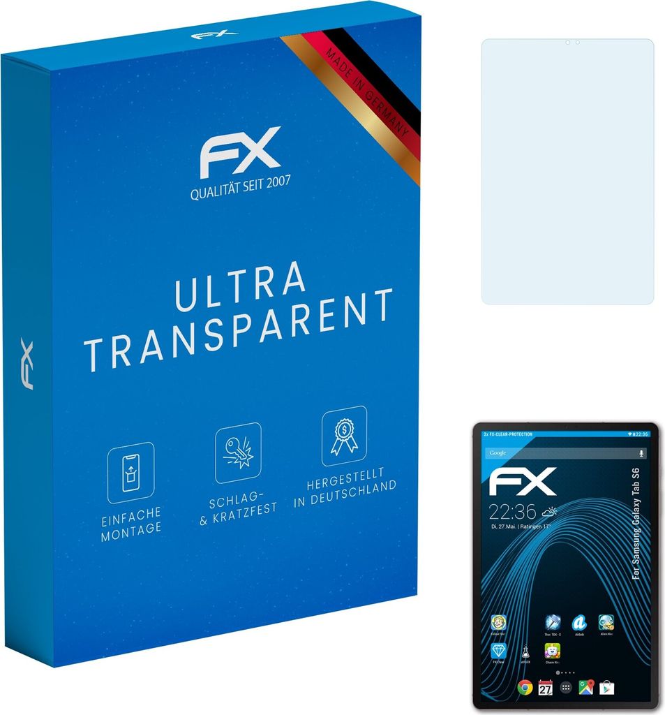 atFoliX FX-Clear 2x Schutzfolie kompatibel mit Samsung Galaxy Tab S6 Displayschutzfolie