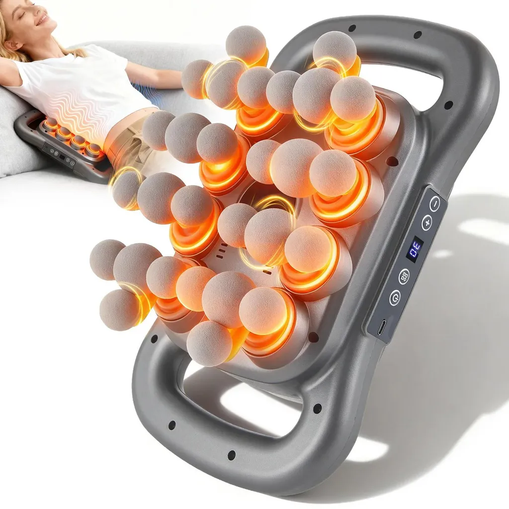 Pistolet de massage rechargeable haute fréquence avec 28 embouts gris