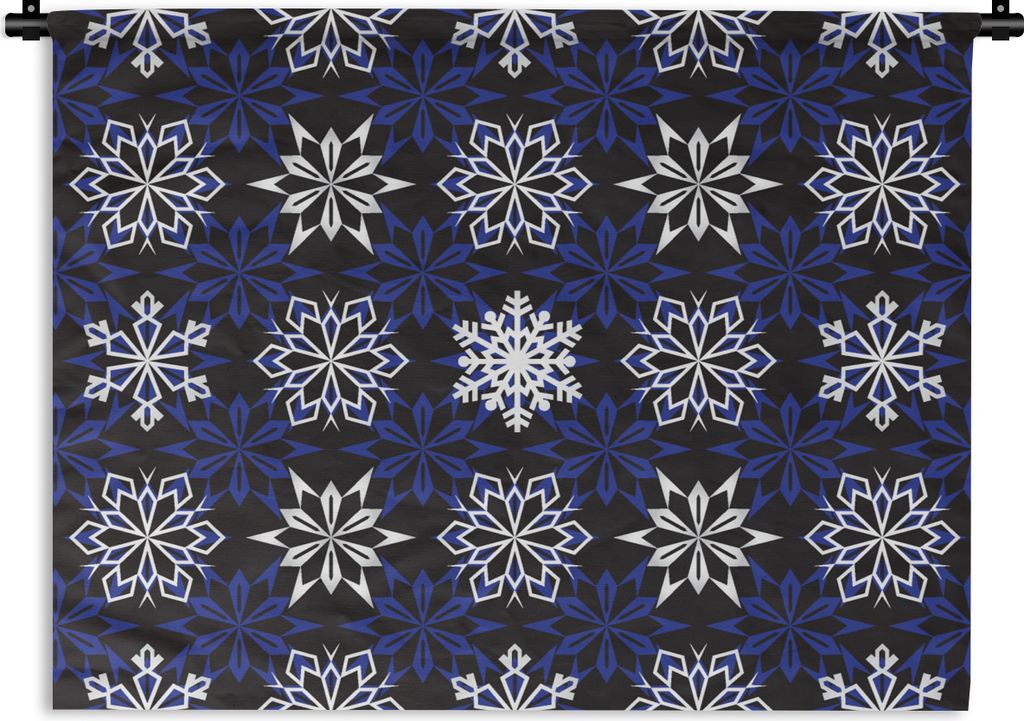 MuchoWow Wandteppich Wandbehang Neujahr - Schneeflocke - Weihnachten - Muster 90x67.5 cm Tapisserie Dekoration Wandtuch - Fototeppich - Wand-Skul...