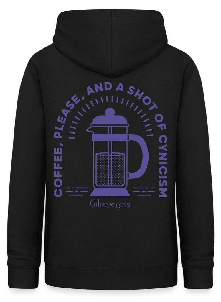 Spreadshirt Gilmore Girls French Press Mit Kaffeespruch Damen Hoodie, XXL, Schwarz
