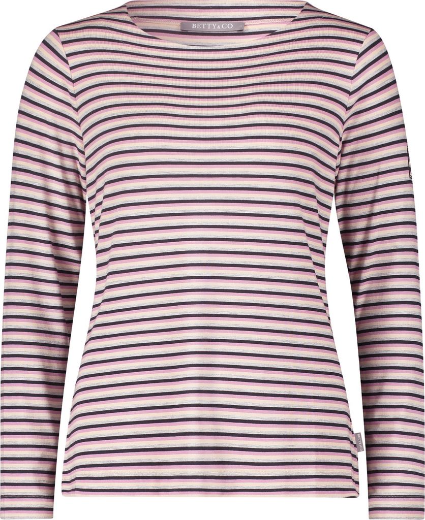 Betty & Co Gestreiftes Langarmshirt mit U-Boot-Ausschnitt, gerade Passform, 64 cm Länge