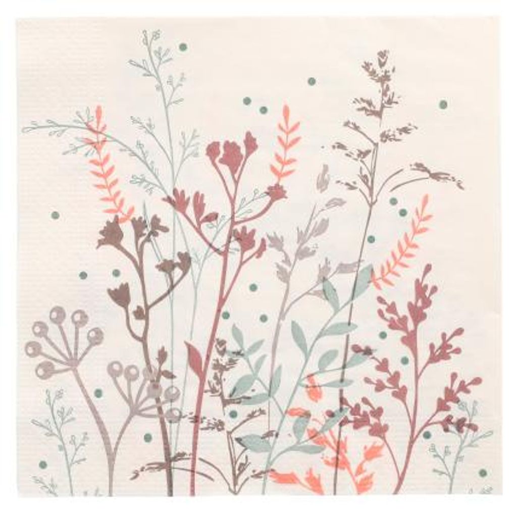 200 Servietten, 3-lagig 1/4-Falz 33 cm x 33 cm "Wild Grasses"