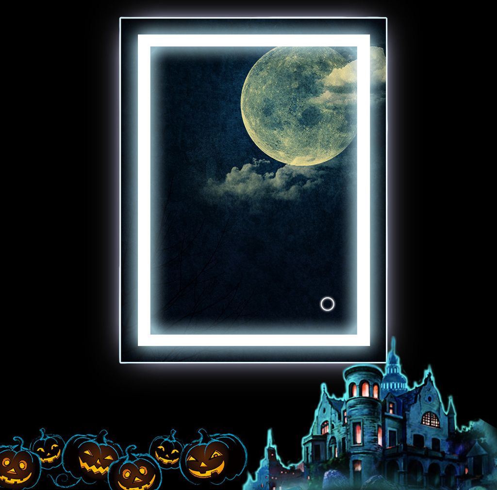 【Halloween】 LED Badspiegel mit Beleuchtung 6500K kaltweiß Produktbild 