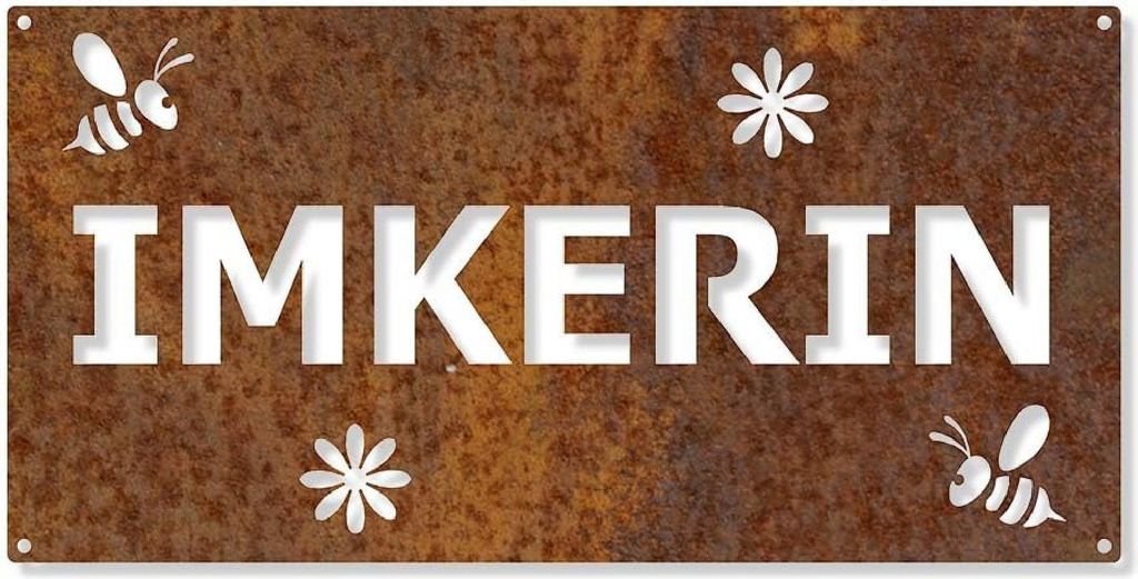 Edelrost Schild Imkerin 20 x 40 cm