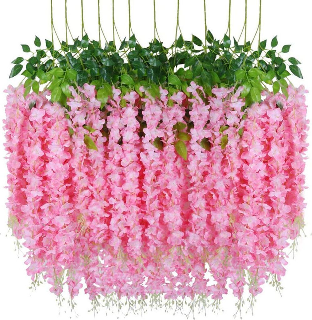 Wisteria Umělé květiny Bushy Silk Vine Závěsný věnec pro Obrázek produktu 